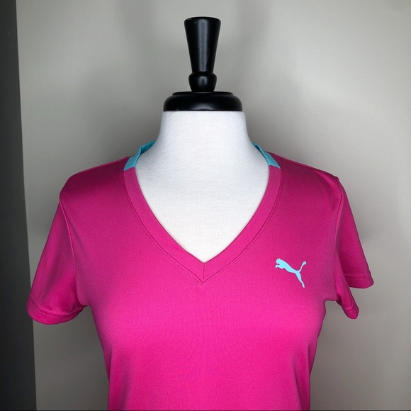 Puma Jasmine Pink V-Neck Training Tee (Medium) - Picture 3 of 8